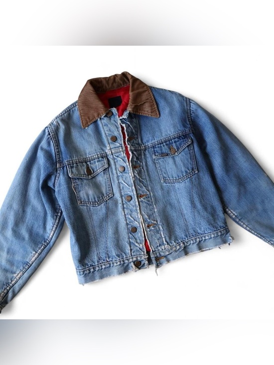 Roebucks Jackets & Blazers - Classic Blue Denim Jean Jacket with Brown Corduroy Collar